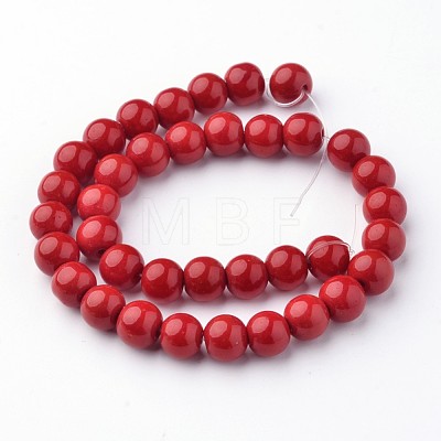 Opaque Solid Color Glass Beads Strands GLAA-D080-8mm-19-1