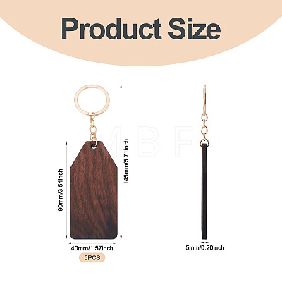 Walnut Wood Pendant Keychains KEYC-TAC0034-06E-1