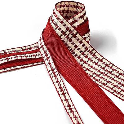 9 Yards 3 Styles Tartan Print Polyester Ribbon SRIB-C002-01G-1