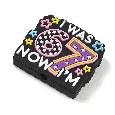 Number 6 7 Theme Cartoon Silicone Beads SIL-E013-02E-1