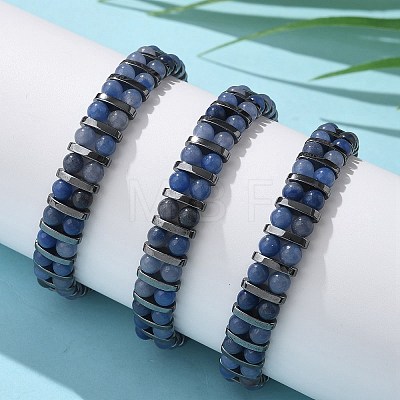 Natural & Synthetic Gemstone and Synthetic Hematite Adjustable Braided Bead Bracelets BJEW-H626-01-1