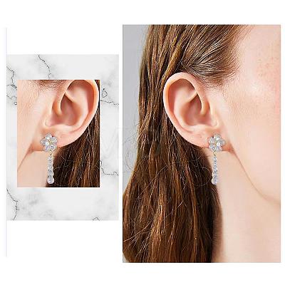 Flower Dangle Drop Stud Earrings Cubic Zirconia Crystal Rhinestone Pearl Flower Drop Earrings Party Christmas Wedding Jewelry Gifts for Women JE1068A-1