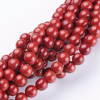 Grade AB+ Natural Red Jasper Round Beads Strands GSR6mmC011-1