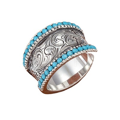 Retro Alloy & Turquoise Finger Rings FS-WG1E1DC-01-1
