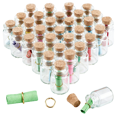 30Pcs Clear Glass Cork Wishing Bottles AJEW-SC0004-34-1