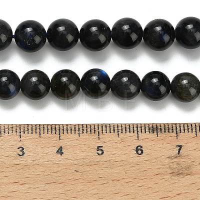 Natural Black Labradorite Beads Strands G-L642-B15-8mm-1