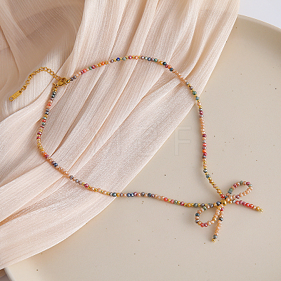 Feaceted Rondelle Glass Beaded Necklaces LK3957-6-1