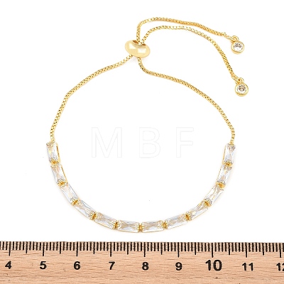 Rectangle Brass Micro Pave Cubic Zirconia Slider Bracelets KK-A305-02G-01-1