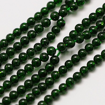 Synthetic Green Goldstone  Round Beads Strands G-A130-3mm-G03-1