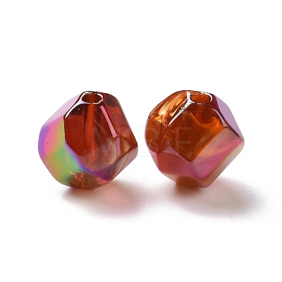 UV Plating Rainbow Iridescent Acrylic Beads PACR-H003-24-1