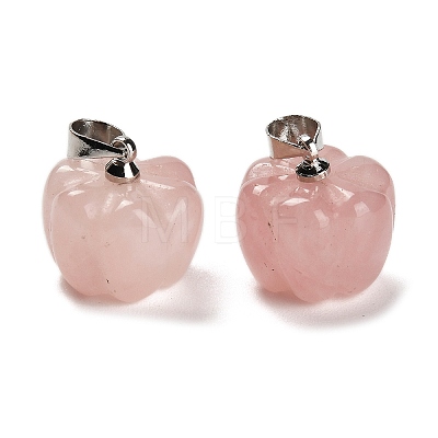 Natural Rose Quartz Pumpkin Charms G-K338-27P-07-1