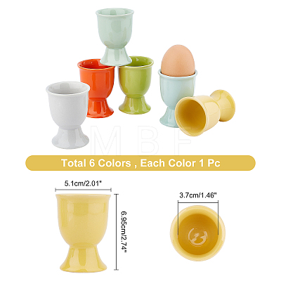 Olycraft 6Pcs 6 Colors Ceramic Baker Ross Egg Cups AJEW-OC0002-80-1