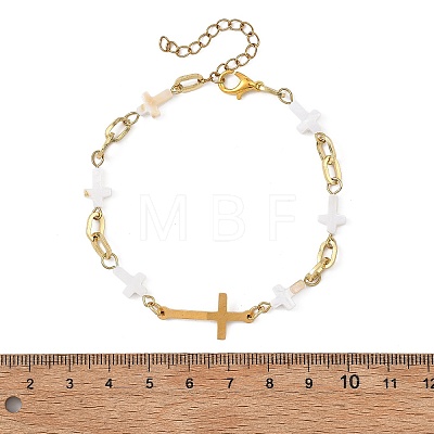 Natural Freshwater Shell Beads Link Chain Bracelets BJEW-JB13909-1