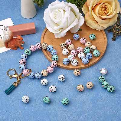 WEWAYSMILE 50Pcs 5 Styles 15mm Silicone Round Beads Making Kit JX486A-1