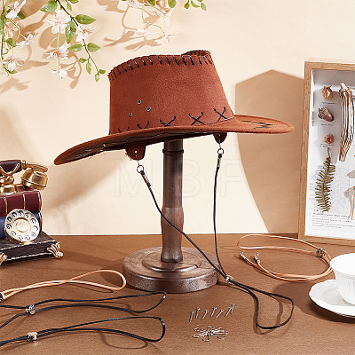 6Pcs 3 Styles Flat Leather Cord Hat Chains HJEW-UN00128-1