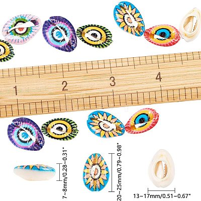 Printed Natural Cowrie Shell Beads SSHEL-NB0001-07-1