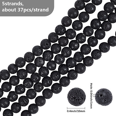 5 Strands Natural Lava Rock Round Beads Strands G-LT0001-02A-02-1