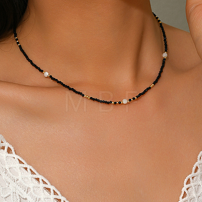 Vintage European-style Faceted Round Glass Beaded Necklaces for Women XV6526-1-1