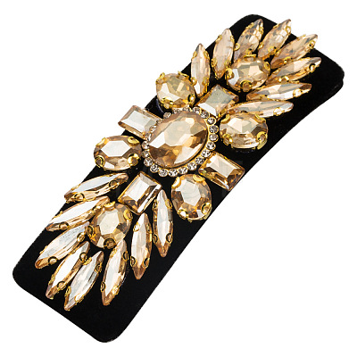 Cloth & Alloy & Glass Rhinestone Snap Hair Clips PW-WG79D0C-03-1