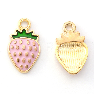 Light Gold Plated Alloy Enamel Pendants X-ENAM-R136-20A-1