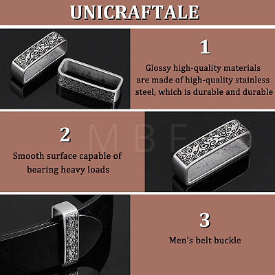 Unicraftale 2Pcs 304 Stainless Steel Loop Keepers FIND-UN0002-56B-1