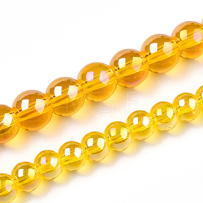 Electroplate Transparent Glass Beads Strands GLAA-T032-T6mm-AB11-1