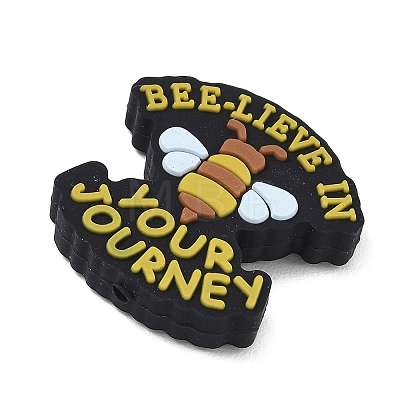 Bees Themed Food Grade Eco-Friendly Silicone Focal Beads SIL-L008-02B-1