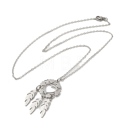 Non-Tarnish 201 Stainless Steel Pendnat Necklace with Cable Chains NJEW-E102-01P-03-1