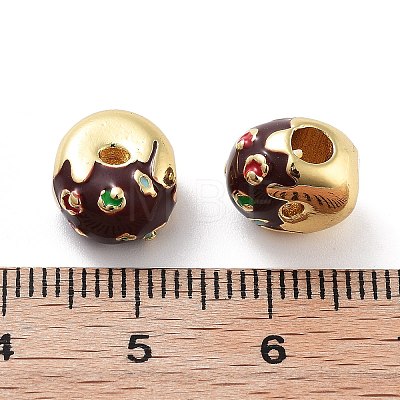 Donut Rack Plating Brass Enamel Beads KK-G512-03G-01-1