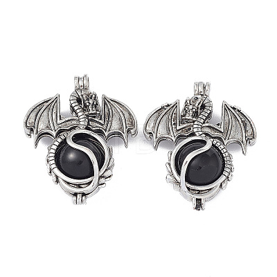 Natural Obsidian Pendants G-P491-02AS-05-1