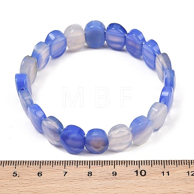Dyed & Heated Natural Agate Oval Beaded Stretch Bracelet G-E010-01-18-1