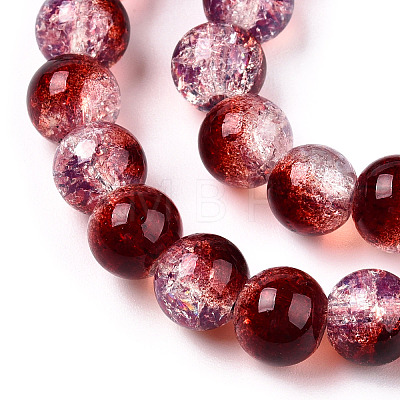 Transparent Crackle Baking Painted Glass Beads Strands DGLA-T003-01A-07-1