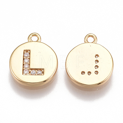 Brass Cubic Zirconia Charms X-KK-T038-194G-L-1