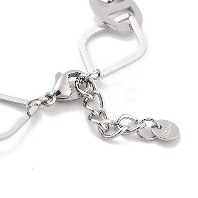 304 Stainless Steel Oval & Rhombus Link Chain Bracelets for Women BJEW-K249-01P-1