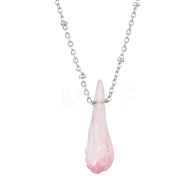 Electroplated Natural Quartz Crystal Prism Pendant Necklaces NJEW-JN05028-02-1