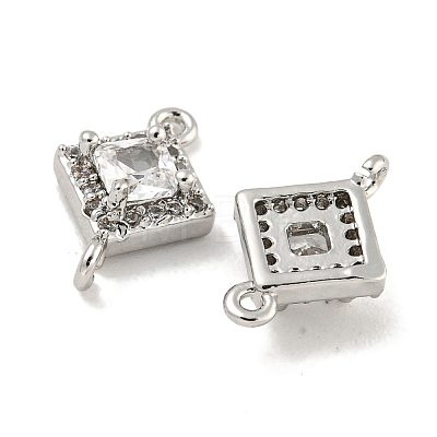 Brass Pave Clear Cubic Zirconia Connector Charms KK-P275-41P-1