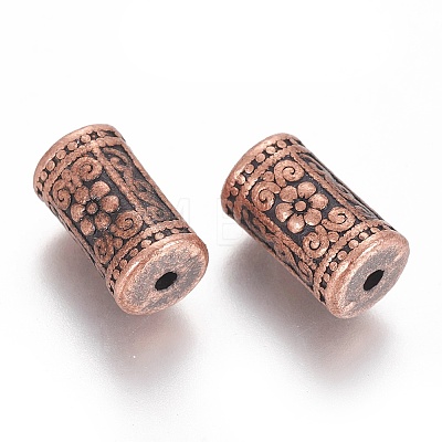 Tibetan Style Alloy Flower Pattern Column Beads X-TIBEB-7424-R-NR-1