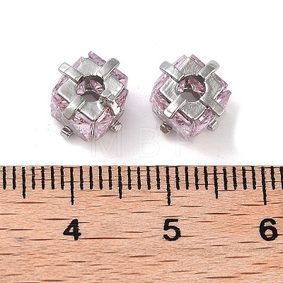 Brass Micro Pave Cubic Zirconia Beads KK-B102-31P-02-1