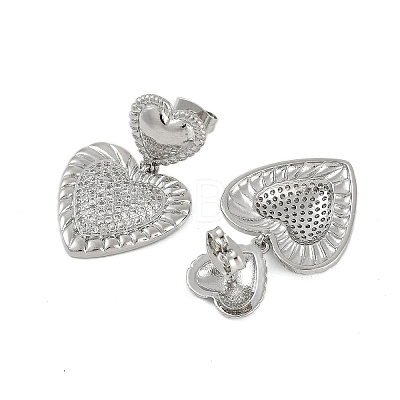 Rack Plating Brass Heart Stud Earrings for Women EJEW-D280-06P-1