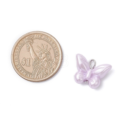 Opaque Acrylic Imitation Pearl Beads Pendants PALLOY-JF04296-01-1