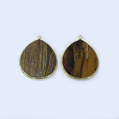 Natural Tiger Eye Pendants G-E526-01H-1