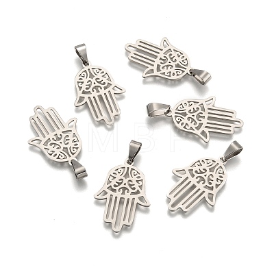 Non-Tarnish Hamsa Hand/Hand of Fatima/Hand of Miriam 304 Stainless Steel Pendants X-STAS-F016-18P-1