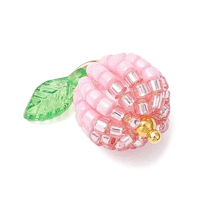 Glass Seed Beaded Berry Fruit Pendants PALLOY-MZ00729-02-1