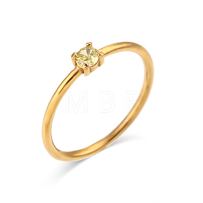 Flat Round 304 Stainless Steel Micro Pave Cubic Zirconia Finger Rings FS-WG2DA17-37-1