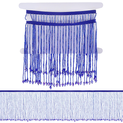1 Yard Glass Beaded Tassel Ribbon DIY-FG0010-38B-1