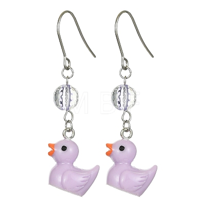 3 Pair 3 Color Resin Duck Dangle Earrings EJEW-JE05420-1