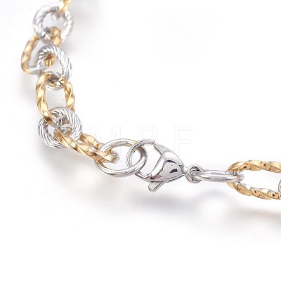 304 Stainless Steel Figaro Chain Bracelets BJEW-P237-24GP-1