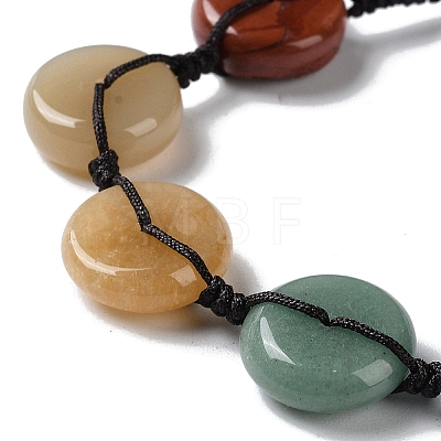 Donut/Pi Disc Natural Mixed Gemstone Braided Bead Bracelets BJEW-H239-01-1