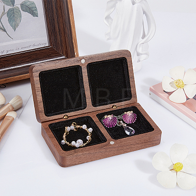 2-Slot Black Walnut Jewelry Magnetic Storage Boxes CON-WH0095-09B-1