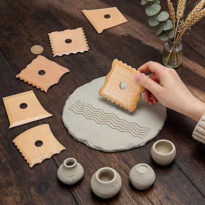 6Pcs Wooden Pottery Foot Shaper Tools DIY-UN0008-61-1